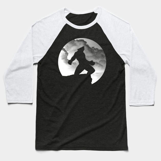 Wolf on the Edge Baseball T-Shirt by ProxishDesigns